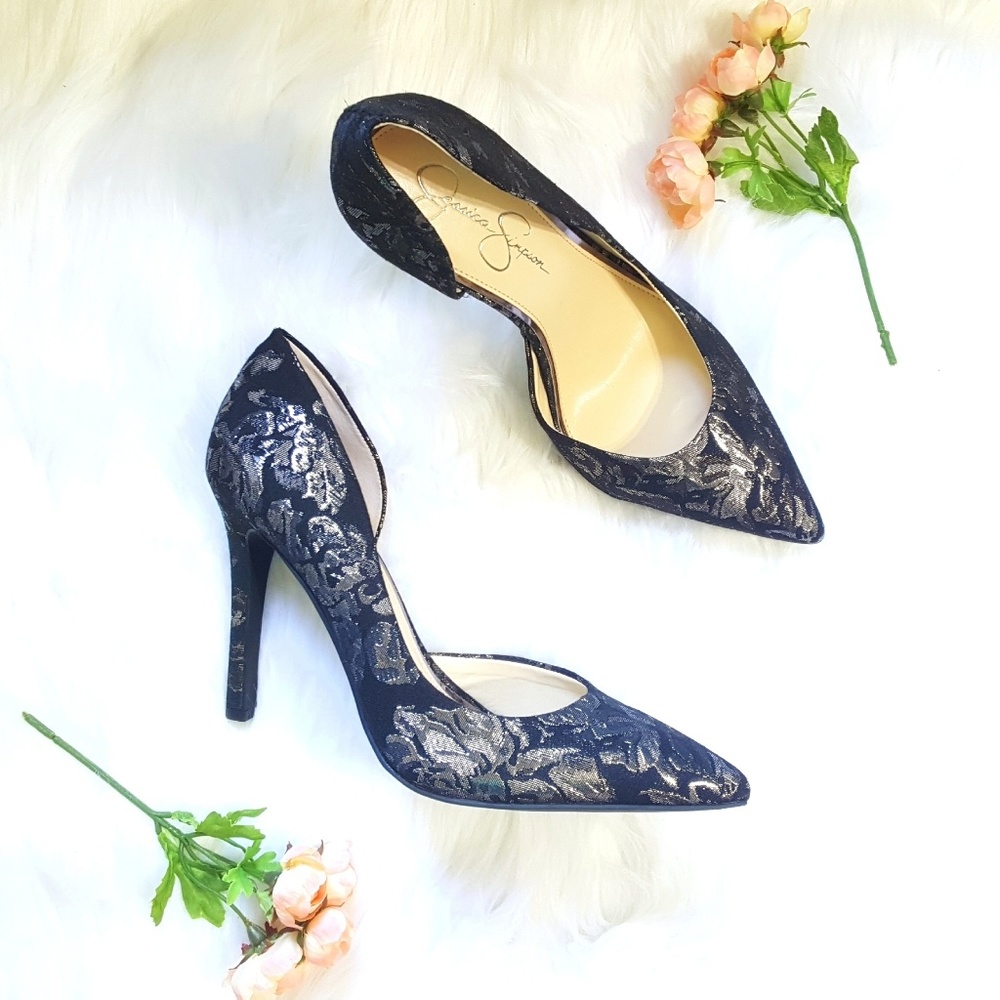 Jessica Simpson black D'orsay pointed toe heels